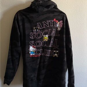 Anti Social Social Club Black Hoodie with Hello Kitty Characters